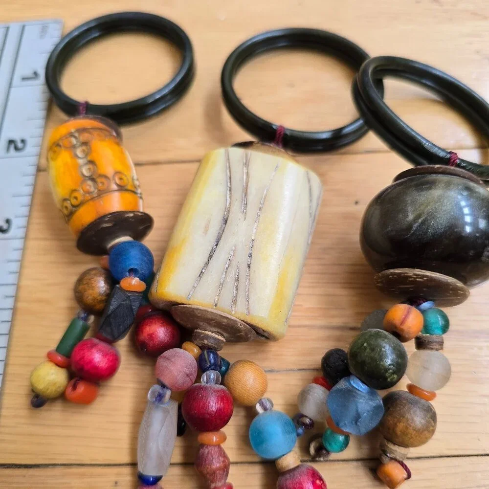 vintage Y2K | rustic boho multicolor chunky bead napkin holders